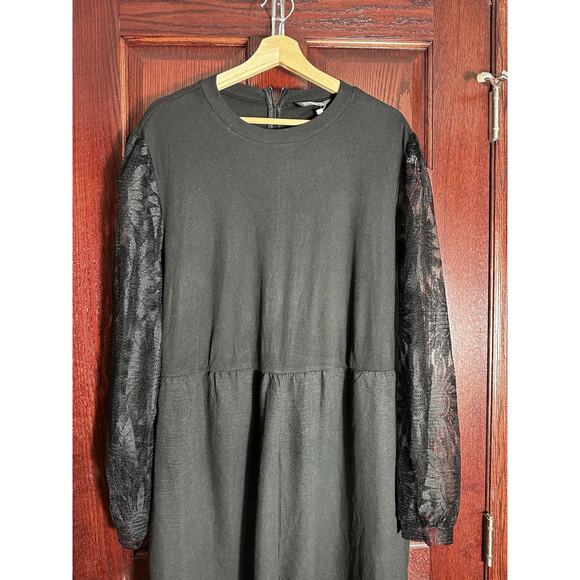 BloomChic Black Jumpsuit Women’s Plus Size 26 NWT Lace Sleeves Wide Leg - Picture 2 of 4